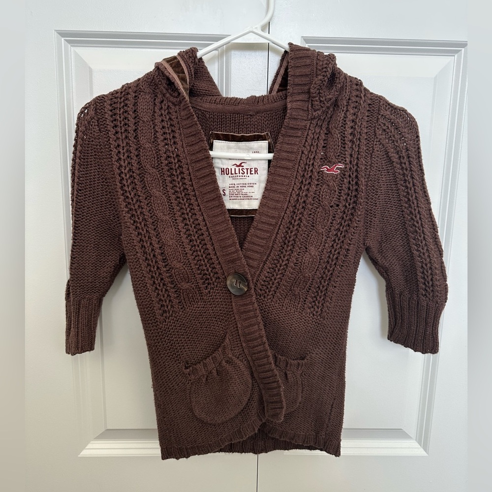 VERY RARE Hollister Brown Sweater Vintage Cardigan - Small - Y2K Alt Bella Swan